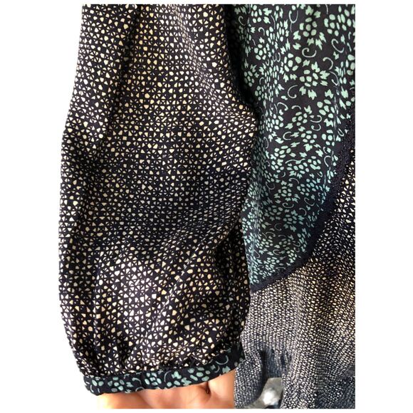 Anthropologie Holding Horses Boho Short Blue Floral Geo Print Pockets Dress Sz 0 - Picture 8 of 14